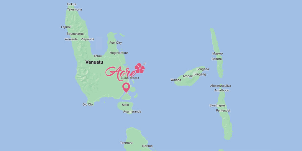Map of Vanuatu with Aore Island Resort 